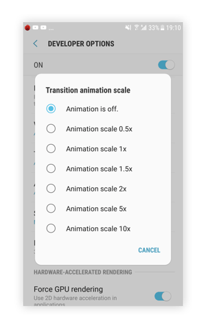 Turning off wasteful animations